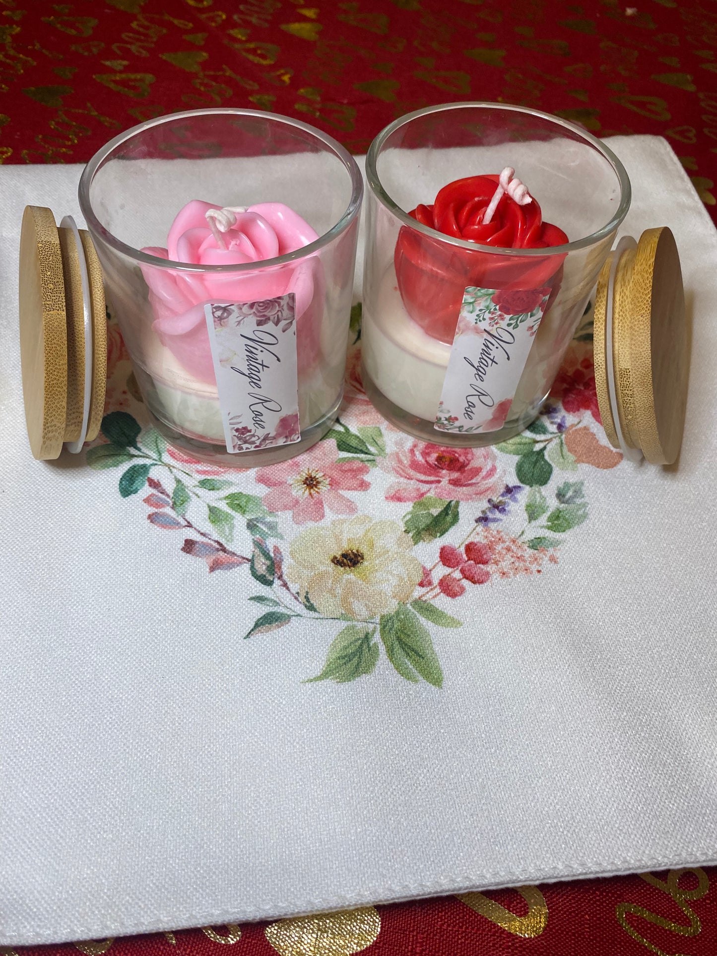 (Set of 2) Vintage Rose Candles