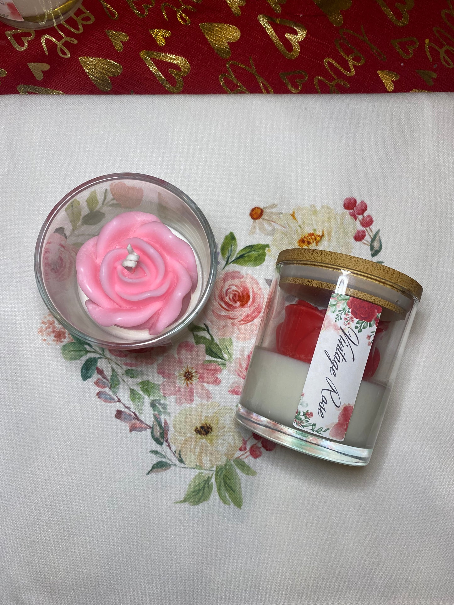 (Set of 2) Vintage Rose Candles