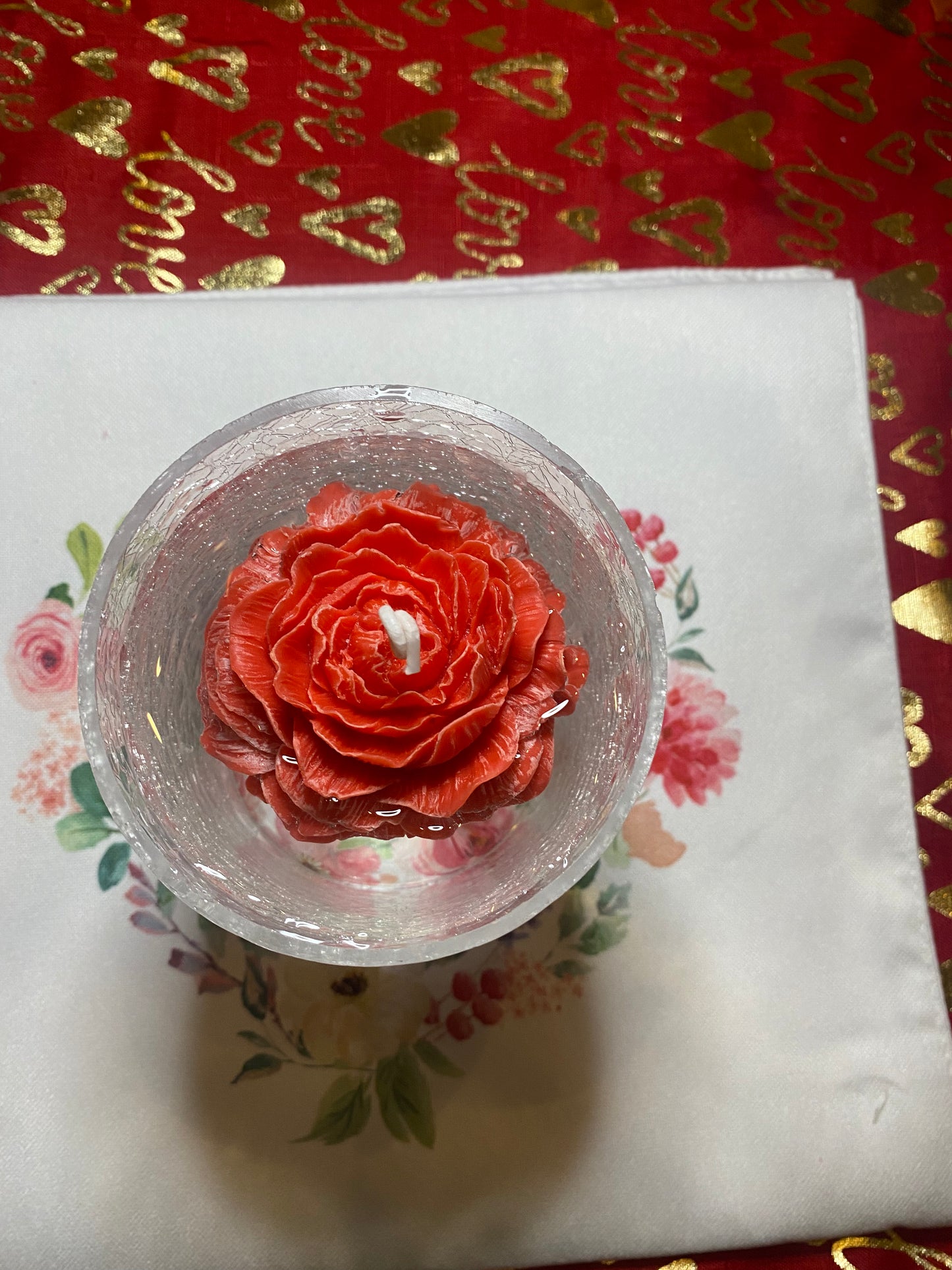 Red Peony Rose Candle