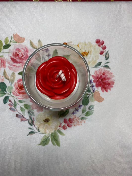 Red Vintage Rose Candle