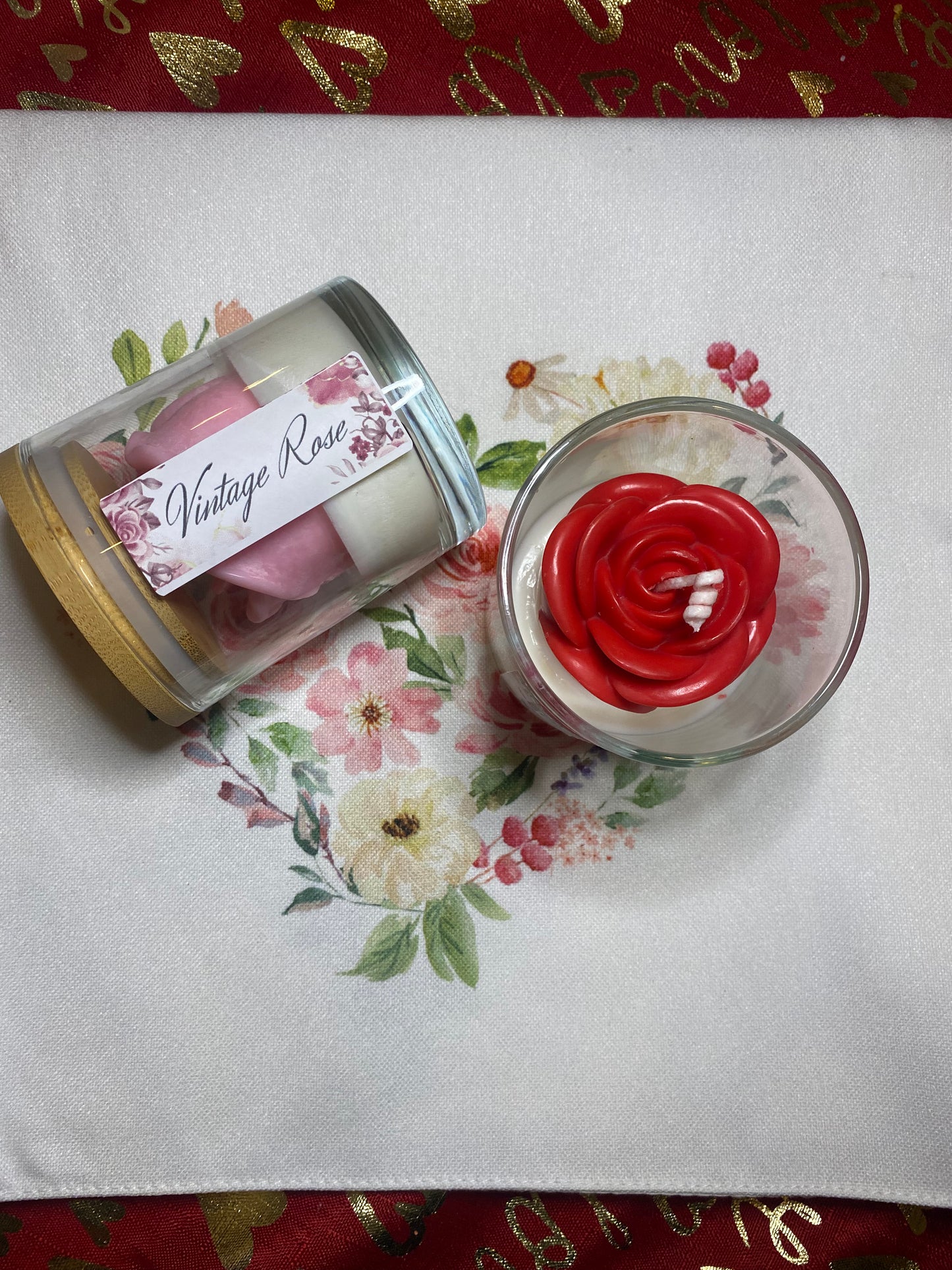 (Set of 2) Vintage Rose Candles