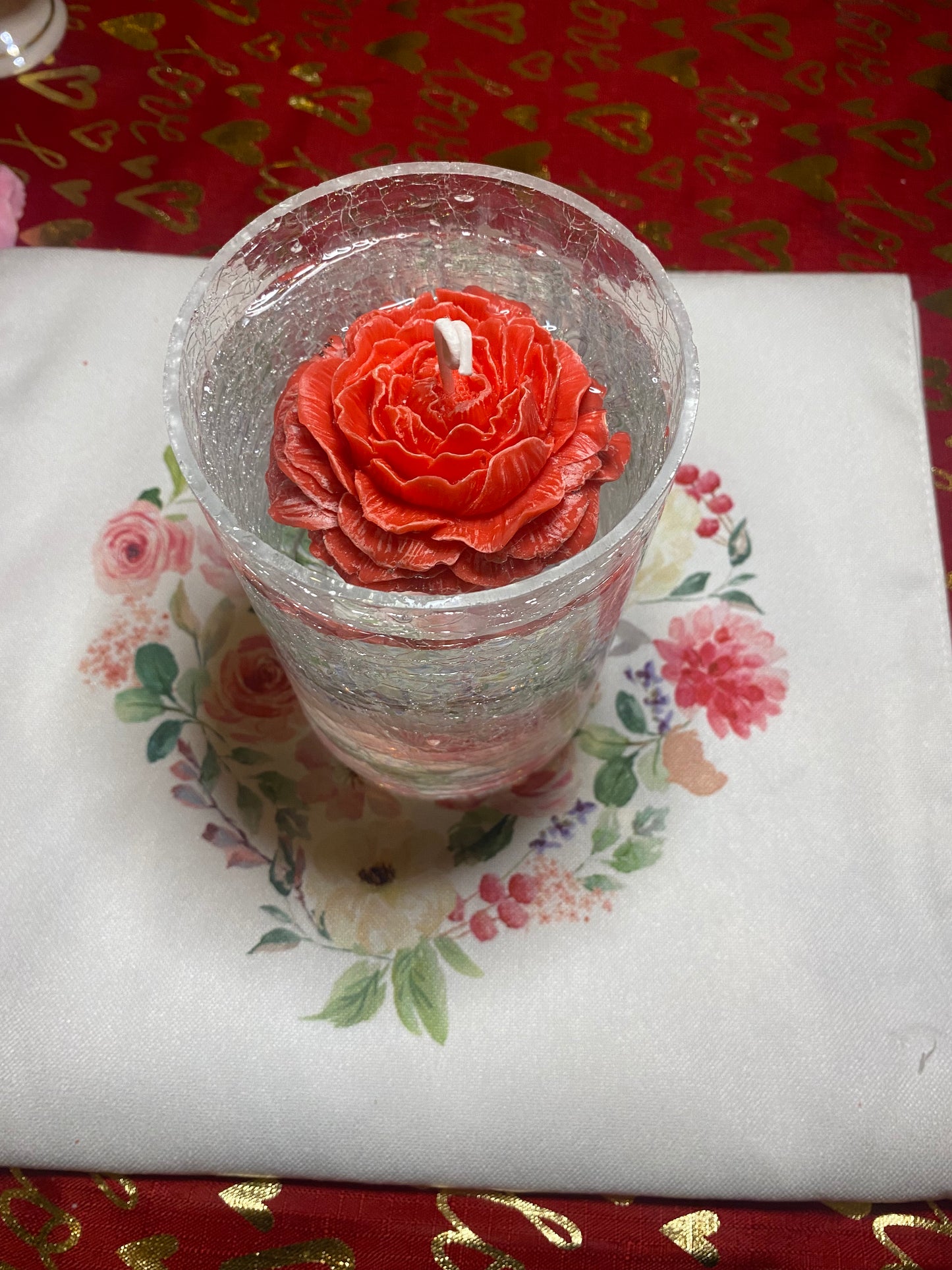 Red Peony Rose Candle